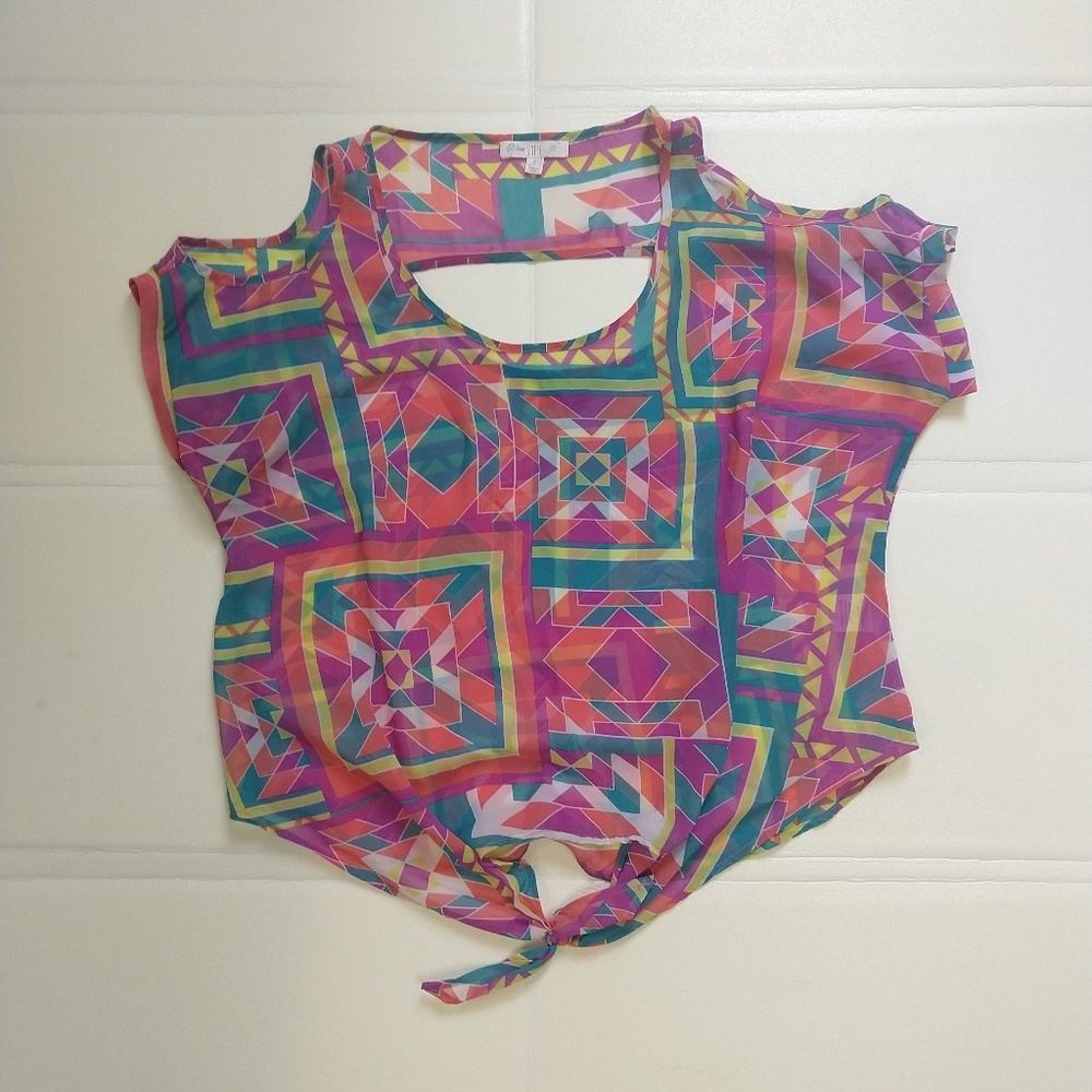 Love, Fire Cold Shoulder Sheer Top - Picture 3 of 8